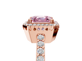 Rose gold Fancy Pink Asscher  Cut Halo Diamond Ring with Pave Band and Four-Prong Setting_22