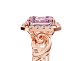 Rose gold Fancy Pink Asscher  Cut Halo Diamond Ring with Scrollwork Band and Four-Prong Setting_5