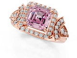 Rose gold Fancy Pink Asscher Cut Halo Diamond Split Shank Engagement Ring with Four-Prong Setting_1
