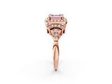 Rose gold Fancy Pink Asscher Cut Halo Diamond Split Shank Engagement Ring with Four-Prong Setting_2