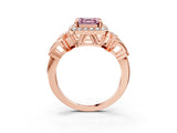 Rose gold Fancy Pink Asscher Cut Halo Diamond Split Shank Engagement Ring with Four-Prong Setting_3