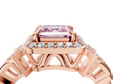 Rose gold Fancy Pink Asscher Cut Halo Diamond Split Shank Engagement Ring with Four-Prong Setting_4