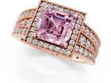 Rose gold Fancy Pink Asscher Cut Halo Diamond Split Shank Ring with Prong Setting_1
