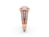 Rose gold Fancy Pink Asscher Cut Halo Diamond Split Shank Ring with Prong Setting_2
