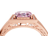 Rose gold Fancy Pink Asscher Cut Halo Diamond Split Shank Ring with Prong Setting_4