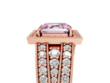 Rose gold Fancy Pink Asscher Cut Halo Diamond Split Shank Ring with Prong Setting_5