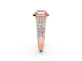 Rose gold Fancy Pink Asscher Cut Halo Pavé Diamond Engagement Ring with Split Shank and Four-Prong Setting_5