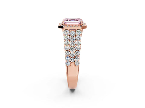 Rose gold Fancy Pink Asscher Cut Halo Pavé Diamond Engagement Ring with Split Shank and Four-Prong Setting_5