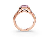 Rose gold Fancy Pink Asscher Cut Halo Pavé Diamond Engagement Ring with Split Shank and Four-Prong Setting_6