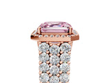 Rose gold Fancy Pink Asscher Cut Halo Pavé Diamond Engagement Ring with Split Shank and Four-Prong Setting_8