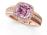 Rose gold Fancy Pink Asscher  Cut Halo Pave Band Four-Prong Ring_48