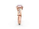 Rose gold Fancy Pink Asscher  Cut Halo Pave Band Four-Prong Ring_49