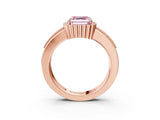 Rose gold Fancy Pink Asscher  Cut Halo Pave Band Four-Prong Ring_50