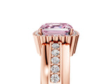 Rose gold Fancy Pink Asscher  Cut Halo Pave Band Four-Prong Ring_52