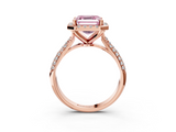 Rose gold Fancy Pink Asscher  Cut Halo Pave Band Four-Prong Setting Ring_3