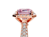 Rose gold Fancy Pink Asscher  Cut Halo Pave Band Four-Prong Setting Ring_5