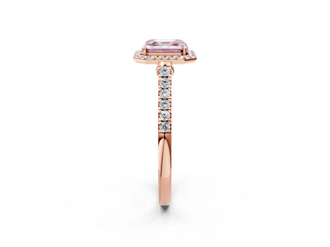 Rose gold Fancy Pink Asscher Cut Halo Pave Diamond Engagement Ring with Four-Prong Setting_2