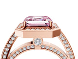 Rose gold Fancy Pink Asscher  Cut Halo Pave Split Shank Prong Setting Ring_53