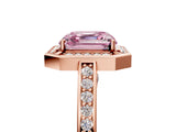 Rose gold Fancy Pink Asscher  Cut Halo Pave Split Shank Prong Setting Ring_54