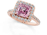 Rose gold Fancy Pink Asscher Cut Halo Round Diamond Pavé Band with Four-Prong Setting_4