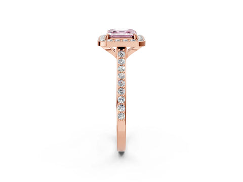 Rose gold Fancy Pink Asscher Cut Halo Round Diamond Pavé Band with Four-Prong Setting_5