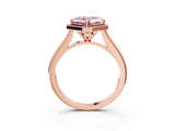 Rose gold Fancy Pink Asscher Cut Halo Round Diamond Solitaire Engagement Ring with Pave Band and Four-Prong Setting_15