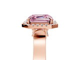Rose gold Fancy Pink Asscher Cut Halo Round Diamond Twist Band with Four-Prong Setting_5