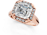 Rose gold Fancy Pink Asscher  Cut Halo Solitaire Engagement Ring with Square Band and Four-Prong Setting_46