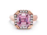 Rose gold Fancy Pink Asscher  Cut Halo Solitaire Engagement Ring with Square Band and Four-Prong Setting_84