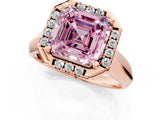 Rose gold Fancy Pink Asscher  Cut Halo Solitaire Engagement Ring with Square Band and Four-Prong Setting_85