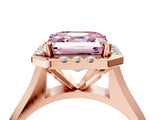Rose gold Fancy Pink Asscher  Cut Halo Solitaire Engagement Ring with Square Band and Four-Prong Setting_88