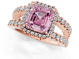 Rose gold Fancy Pink Asscher  Cut Halo Split Shank Diamond Ring with Four-Prong Setting_1