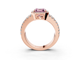 Rose gold Fancy Pink Asscher  Cut Halo Split Shank Diamond Ring with Four-Prong Setting_3