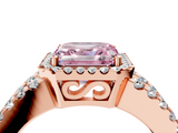 Rose gold Fancy Pink Asscher  Cut Halo Split Shank Diamond Ring with Four-Prong Setting_4