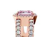 Rose gold Fancy Pink Asscher  Cut Halo Split Shank Diamond Ring with Four-Prong Setting_5