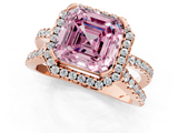 Rose gold Fancy Pink Asscher  Cut Halo Split Shank Pave Set Ring_17