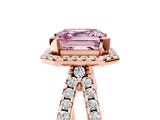 Rose gold Fancy Pink Asscher  Cut Halo Split Shank Pave Set Ring_21