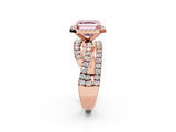 Rose gold Fancy Pink Asscher  Cut Halo Split Shank Prong Setting Ring_10