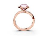 Rose gold Fancy Pink Asscher  Cut Halo Split Shank Prong Setting Ring_11