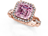 Rose gold Fancy Pink Asscher  Cut Halo Twisted Band Four-Prong Ring_1