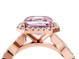 Rose gold Fancy Pink Asscher  Cut Halo Twisted Band Four-Prong Ring_4