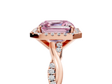 Rose gold Fancy Pink Asscher  Cut Halo Twisted Band Four-Prong Ring_5