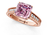 Rose gold Fancy Pink Asscher  Cut Milgrain Channel Set Engagement Ring with Solitaire Prong Setting_19