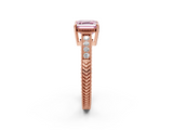 Rose gold Fancy Pink Asscher  Cut Milgrain Channel Set Engagement Ring with Solitaire Prong Setting_20