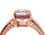 Rose gold Fancy Pink Asscher  Cut Milgrain Channel Set Engagement Ring with Solitaire Prong Setting_22