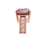 Rose gold Fancy Pink Asscher  Cut Milgrain Channel Set Engagement Ring with Solitaire Prong Setting_23