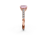 Rose gold Fancy Pink Asscher  Cut Pavé Band Solitaire Ring with Four-Prong Setting_36