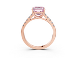 Rose gold Fancy Pink Asscher  Cut Pavé Band Solitaire Ring with Four-Prong Setting_37