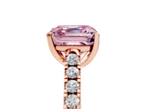 Rose gold Fancy Pink Asscher  Cut Pavé Band Solitaire Ring with Four-Prong Setting_39