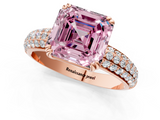 Rose gold Fancy Pink Asscher  Cut Pave Diamond Engagement Ring with Channel Set Band and Four-Prong Setting_1